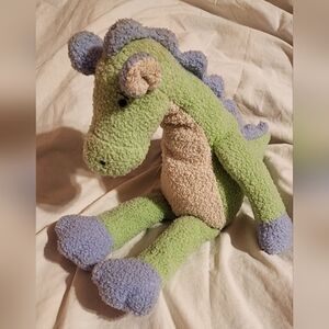 Vintage Manhattan Toy Plush Dragon Dinosaur Drake Green Purple 15" Long 2001
